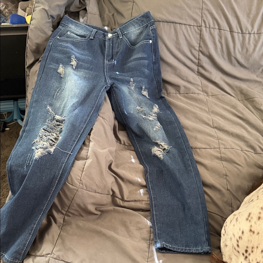 Maurices Blue Distressed Boyfriend Jeans